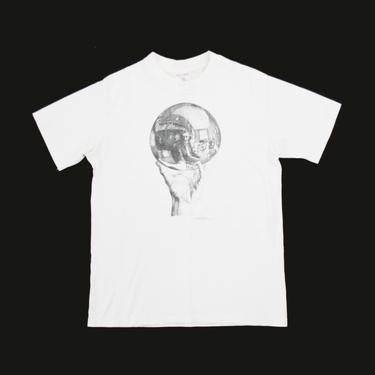 Vintage 1980's MC Escher T Shirt - Scoop Neck - White Top - Ready To Wear - Short Sleeve - Large - USA - 100% Cotton 