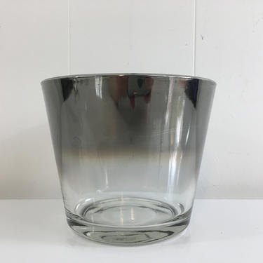 Vintage Glass Ice Bucket Silver Fade Ombre Dorothy Thorpe Barware MCM Mid-Century Modern Mad Men Tub Bowl 1950s Snack Serving 