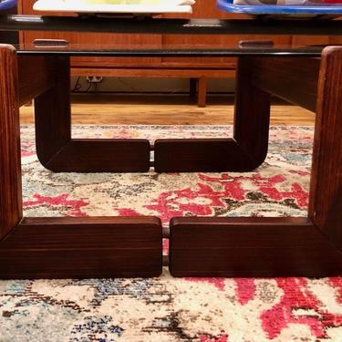 Percival Lafer Rosewood Side Table w/smokey Glass