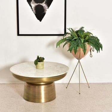 “Serena” Brass and Marble Coffee Table 