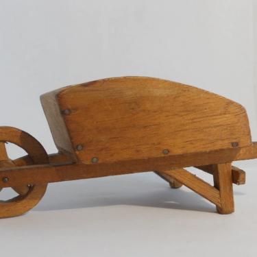 Rare - Beautifully Carved Miniature Wheelbarrow – Finely Detailed Intricately Hand Carved 