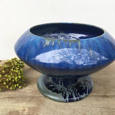 Vintage Freeman McFarlin Blue Art Pottery, Ceramic Vase, Planter, Midnight Blue, Mid Century Modern, California Pottery 