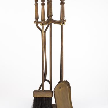 Brass Fireplace Tools with Stand 