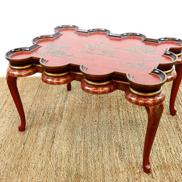 Vintage Red and Gold Chinoiserie Coffee/Tea Table