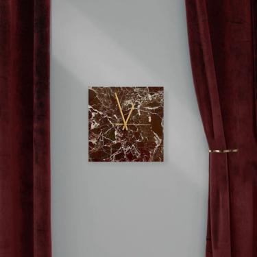 Marble Clock 24k Gold Clock Red (agate clock modern clock black owned business) 