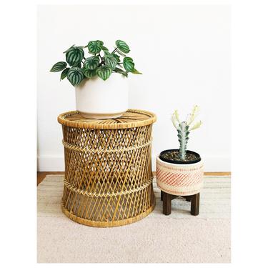 Large Vintage Cylinder Basket Stool / Plant Stand Stool / FREE SHIPPING 