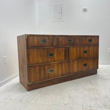 Free and Insured Shipping Within US - Vintage Mid Century Modern Campaign Dresser 7 Drawers Dovetailed 