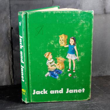 Jack &amp; Janet - 1966 Vintage Schoolbook - Reading for Meaning 4th Edition - Basic Reader Schoolbook - Beautiful Children's Art 