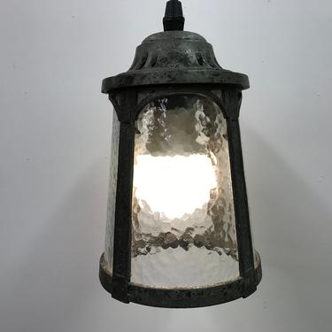 Antique 1910 White Metal and Textured Glass Shade Rewired on Braided Cord 