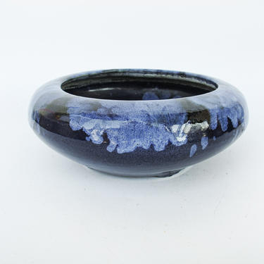 Beautiful Vintage Blue Glazed Ceramic Hand Made Bowl / Planter 