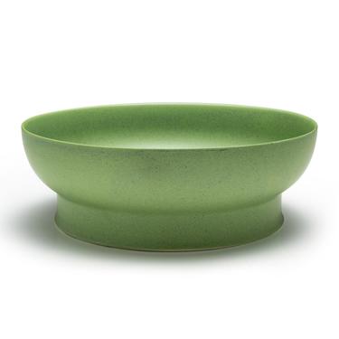 Green Porcelain Serving Bowl on Pedestal