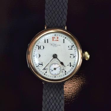 Waltham 9ct Solid Gold WWI Officer’s Trench Watch Early Wristwatch 