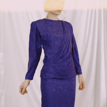 Vintage 80s | Violet Silk Skirt Set 