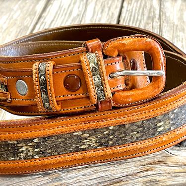 VINTAGE: 1980's - Mexican Snake Leather Faja - Belt - Leather Belt - Made in Mexico - SKU 00016051 