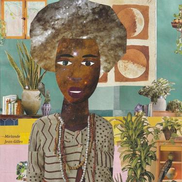 Original Art Plant Mom and her Leafy Green Kids Collage Plants African American Art Plant Mama 