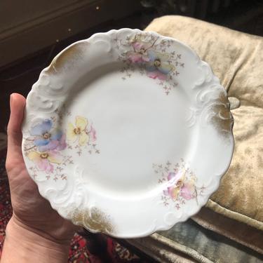 antique Dresden Germany porcelain cake plate | hand painted with flowers, 19th century German dish 