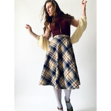 vintage plaid skirt 70s wool skirt w 26 small 