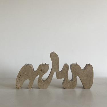 Travertine Menorah Sculpture by Hannah Polskin