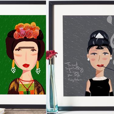 Any 2 Art Prints from Icon Series - Famous Women Prints - Wall Art - Iconic Women -Office Art-Feminist Illustration-Inspiring Women -Fan Art 