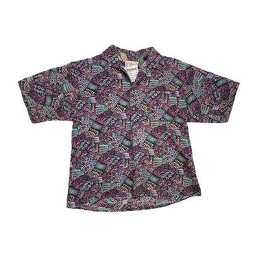 (L) 80s Purple/Blue Casual Buttonup Shirt 040221
