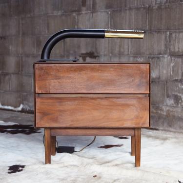 VERY COOL, Designer Mid Century Original 1970s Ingo Maurer Brass Chrome Black Tube Table lamp Hollywood Regency Bauhaus Modernist Industiral 