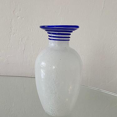 Blue Swirl Mottled Glass Vase