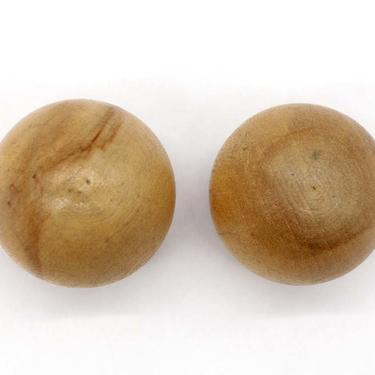 Pair of 1.25 in. Wood Ball Shaped Cabinet Drawer Knobs