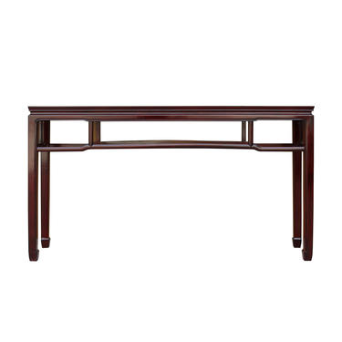 Chinese Huali Rosewood Dark Brown Straight Apron Side Altar Table ws472E 