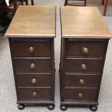 Item #DMC5 Pair of English Oak Nightstands / Cabinets c.1920s