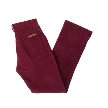 Vintage 70s High Waist Burgundy Corduroy Pants Size 23 x 26 