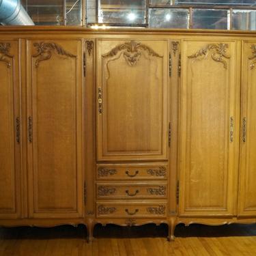 Double Wardrobe w 5 Carved Doors and 3 Drawers
