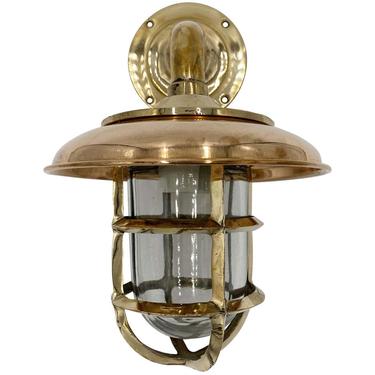 Solid Brass &#038; Copper Thin Neck Nautical Sconce