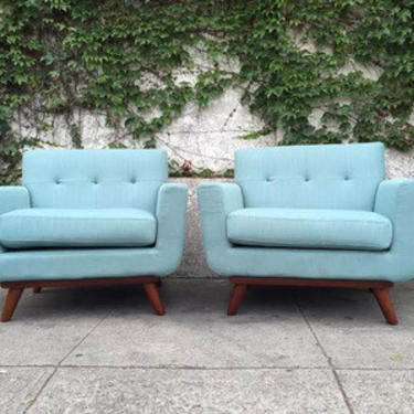 Mid Century Club Chairs in Light Blue