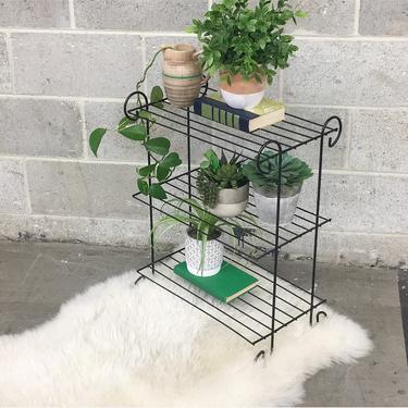 Vintage Plant Stand Retro 1960s Black Metal + 3 Open Tiers + Bar Shelving + Plant or Succulent Display + Indoor or Outdoor + Home Décor 