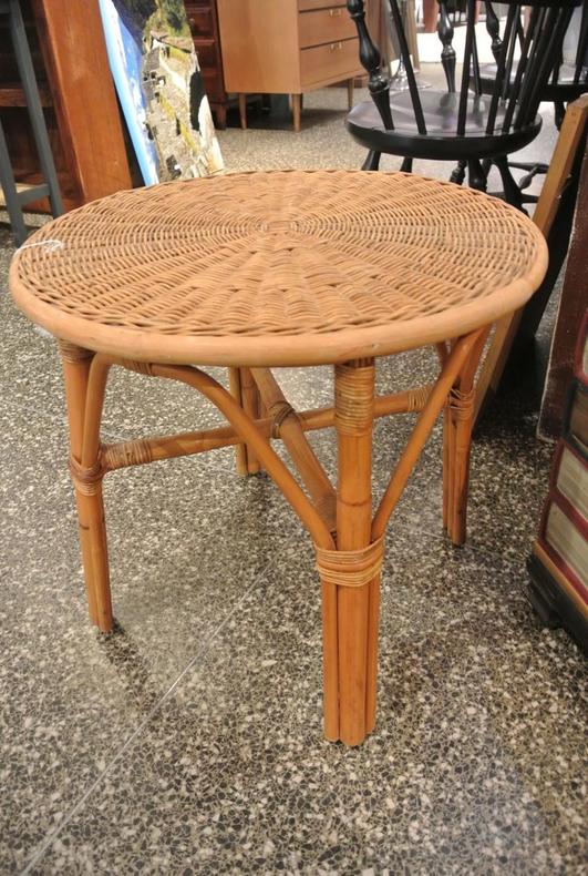Wicker and rattan side table