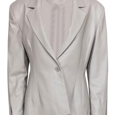 LAMARQUE - Light Grey Buttoned Leather Blazer Sz L