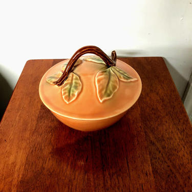 Vintage Belmar of California Pottery Peach Bowl with Lid 
