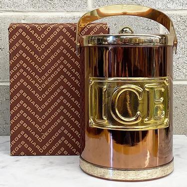 Vintage Ice Bucket Retro 1960s Mid Century Modern + Georges Briard + Copper Metal + Lucite Lid + Top Handle + Original Packaging + Barware 