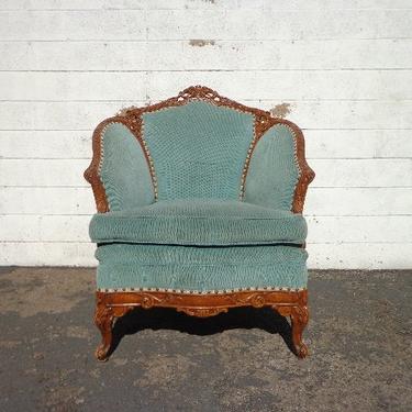 Antique Chair Victorian Armchair Lounger Carved Wood Photoshoot Seating Vintage Retro Hollywood Regency French Provincial Formal Seat Glam 