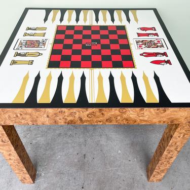 70’s Faux Burl Wood Parson Game Table