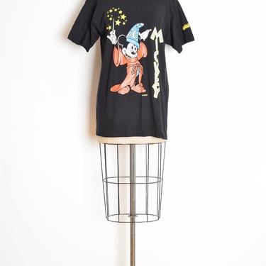 vintage 90s tee Mickey Mouse Fantasia print black Disney t-shirt top M L clothing 
