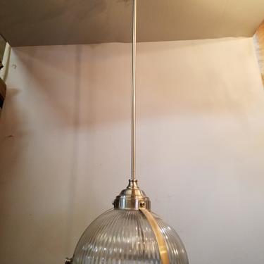 Allen and Roth Satin Nickel Vintage Style Clear Ribbed Glass Dome Mini Pendant Light