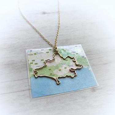 Personalized Gift for Her - Custom Shape Necklace- Map Necklace - Custom Outline Necklace - Road Trip Necklace - Travel 