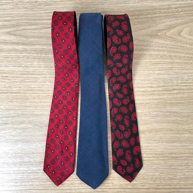 Narrow vintage neckties from Boston - set of 3 - Martini Carl and Arthur Johnson 