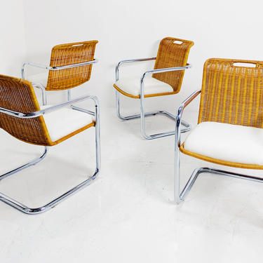 Rattan and Chrome Chairs 