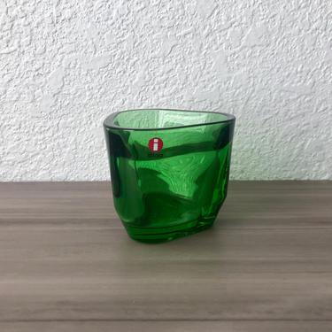 Vintage  green Iittala Tris by Alfredo Haberli Glass Votive Candleholder 