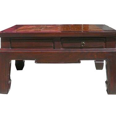 Chinese Square Bamboo Top Four Drawers Access Coffee Table wk2629E 