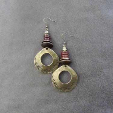 Hammered bronze earrings, geometric earrings, unique mid century modern earrings, ethnic earrings earrings, bohemian earrings, statement 3 