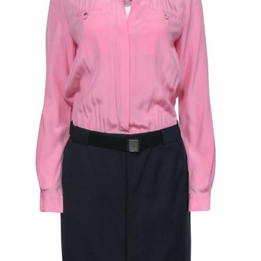 Diane von Furstenberg - Pink & Navy Two-Toned Belted Sheath Dress Sz 10