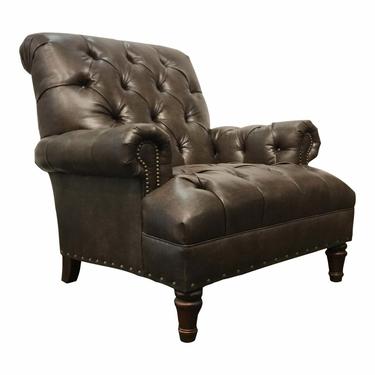 Kincaid Co. Transitional Brown Tufted Leather Club Chair